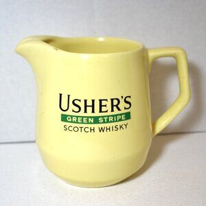 Vintage Usher's Green Stripe Scotch Whiskey Ceramic Pitcher Barware